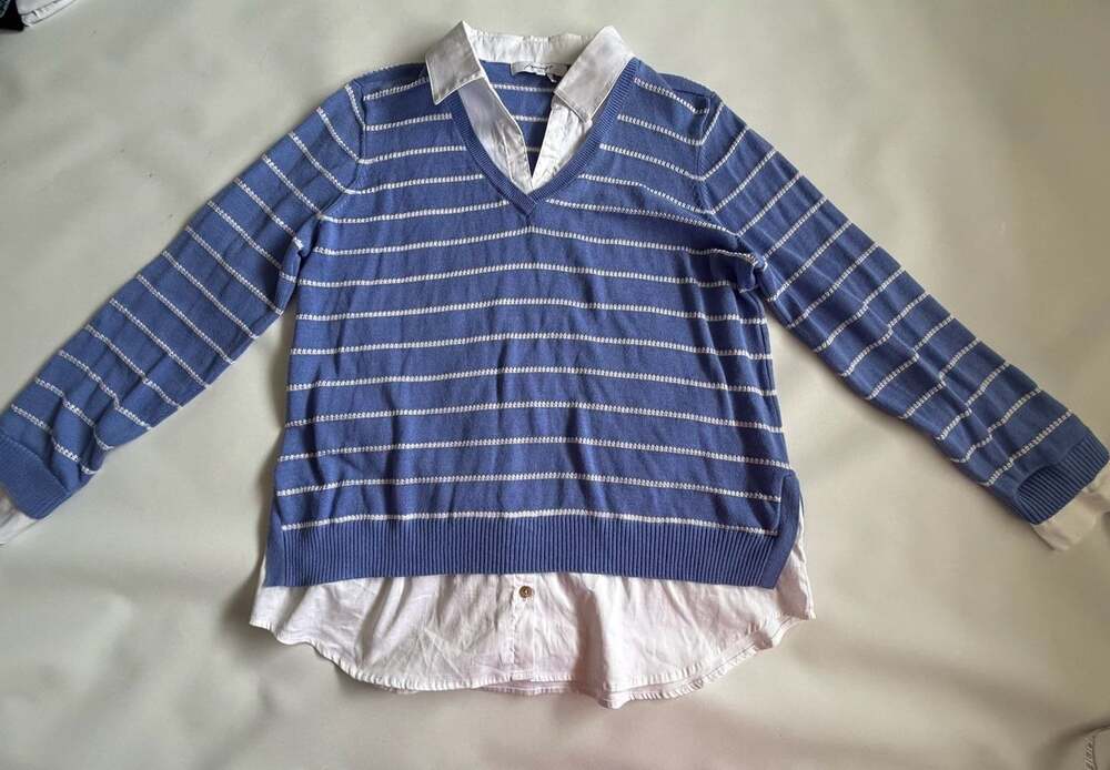 Foxcroft Striped Layered Sweater Vest XL